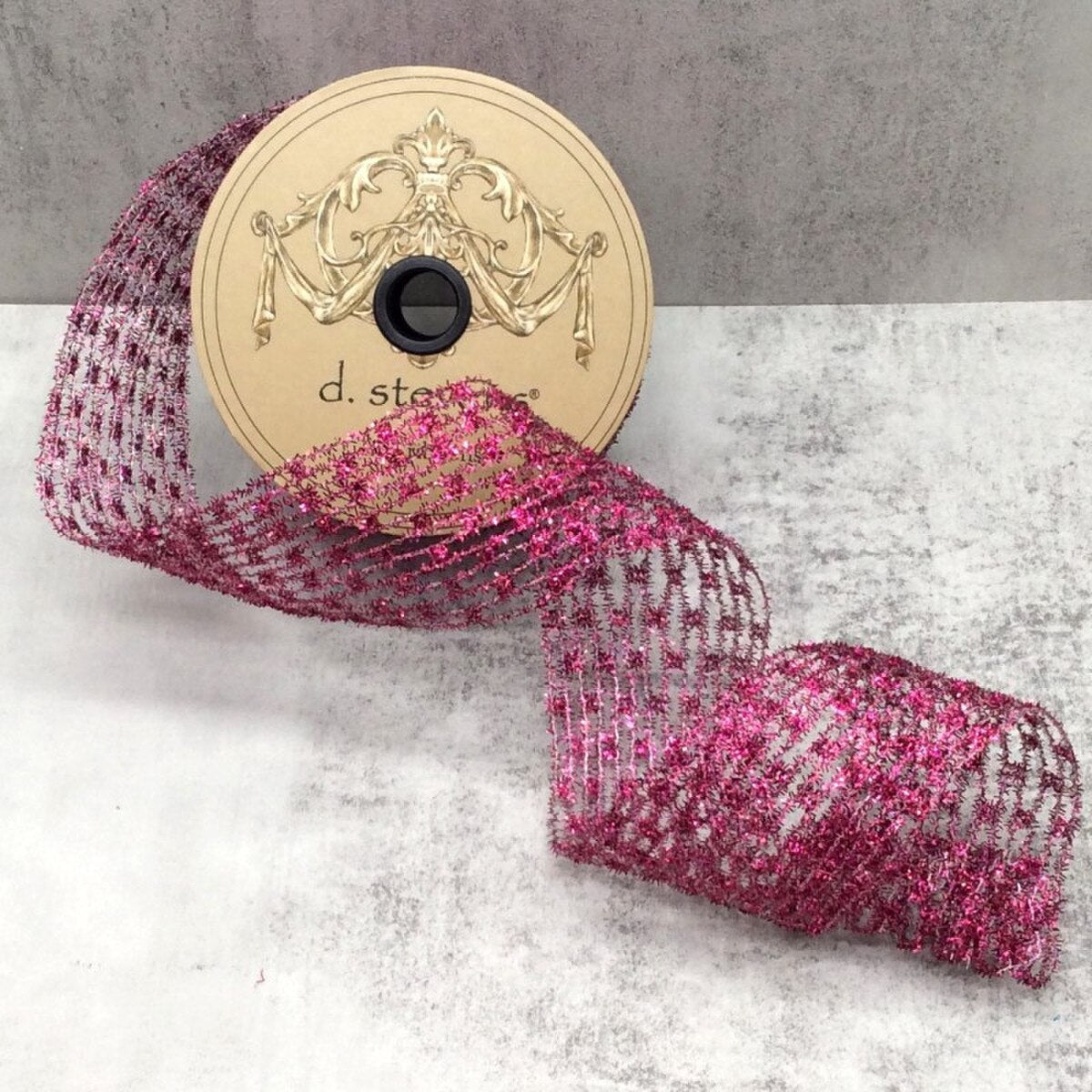 Fuchsia Metallic Diamond Stretch Tinsel Ribbon 2.5" x 10 Yds
