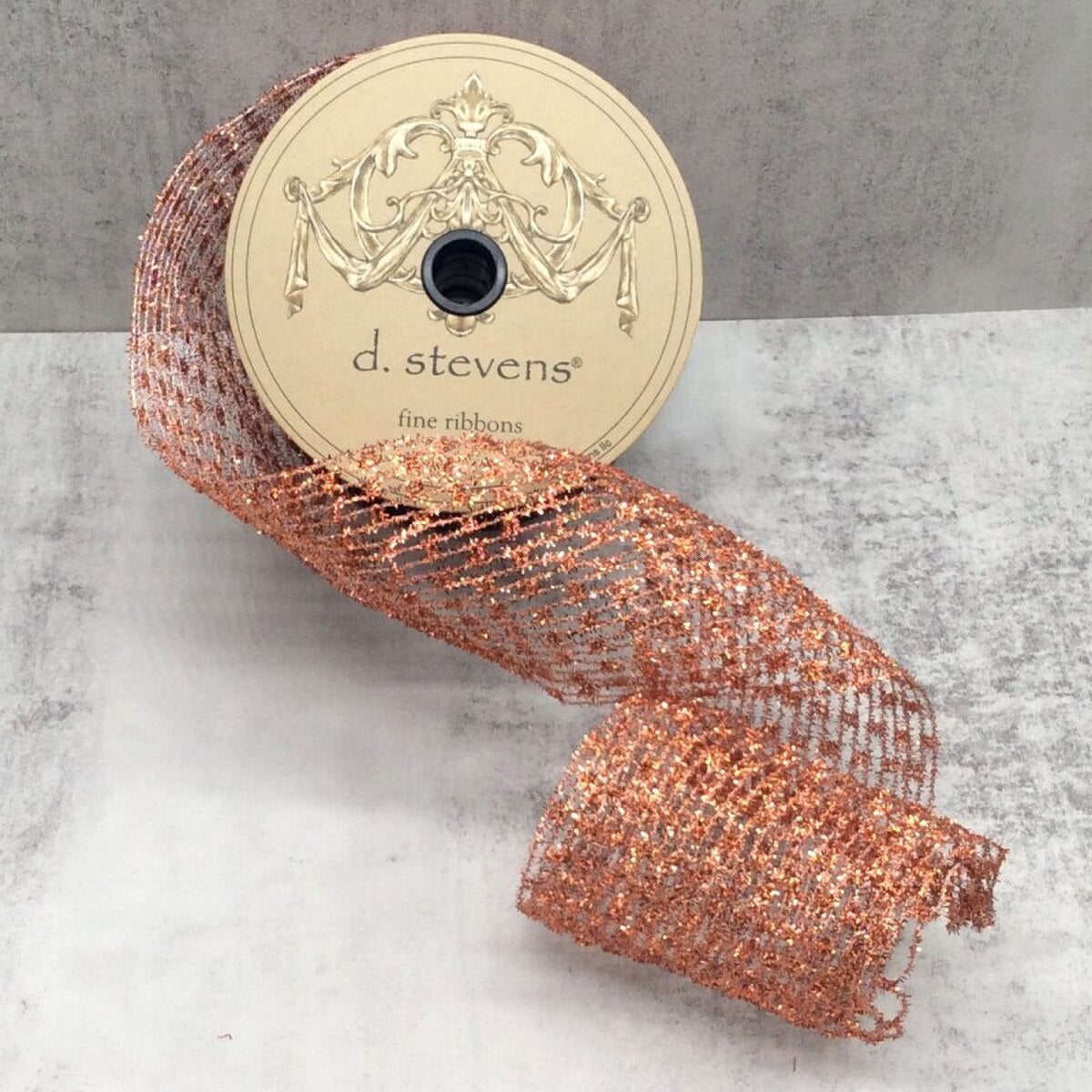 Copper Metallic Diamond Stretch Tinsel Ribbon 4" x 10 Yds