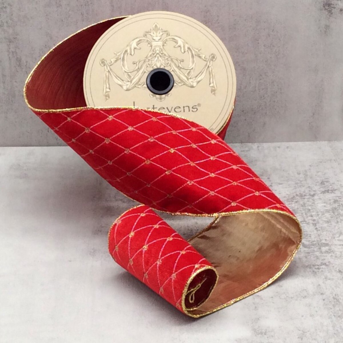 Red Ribbon Velvet Diamond Embroidery Pattern 4" x 10 Yds