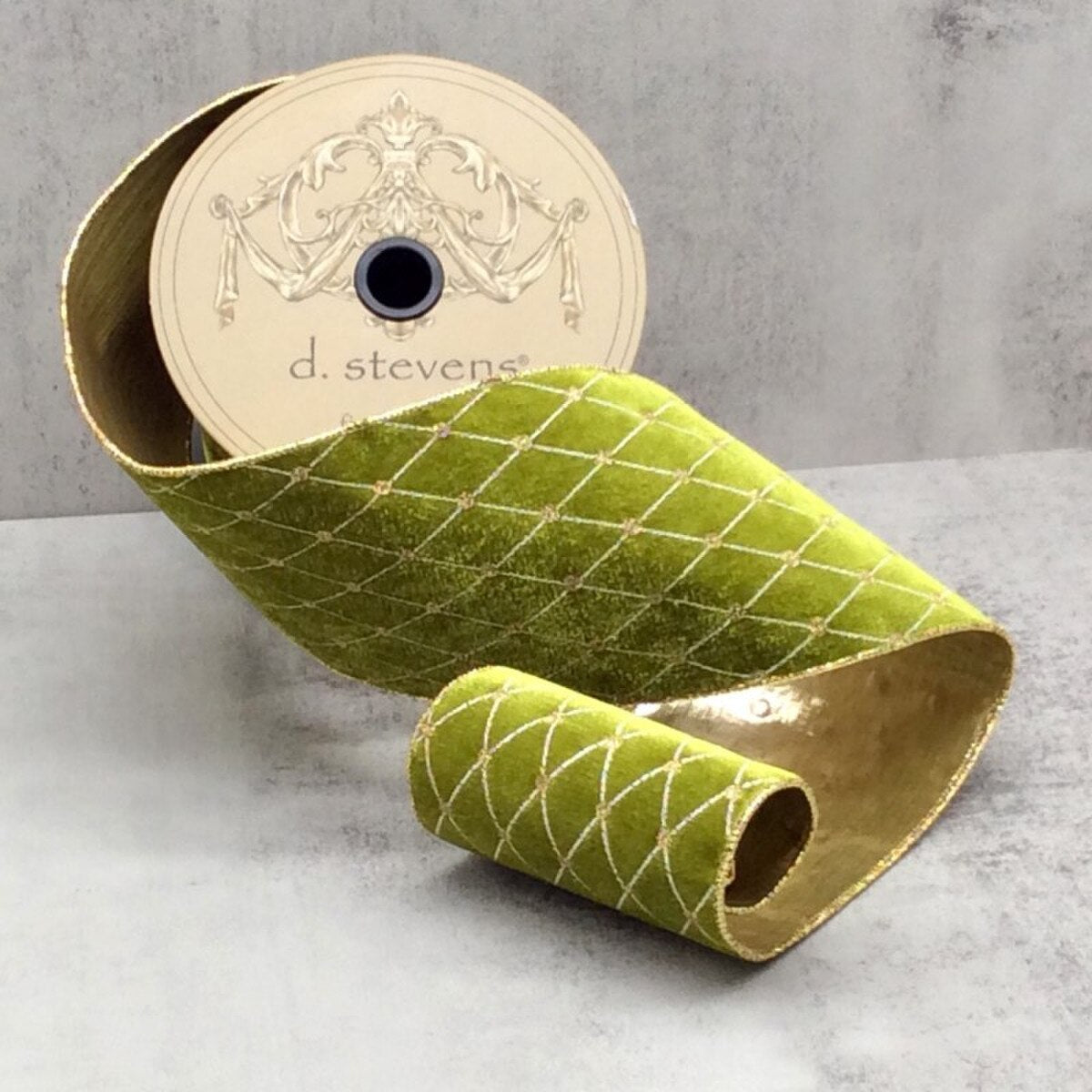 Chartruese Velvet Diamond Embroidery Ribbon 4" x 10 Yds