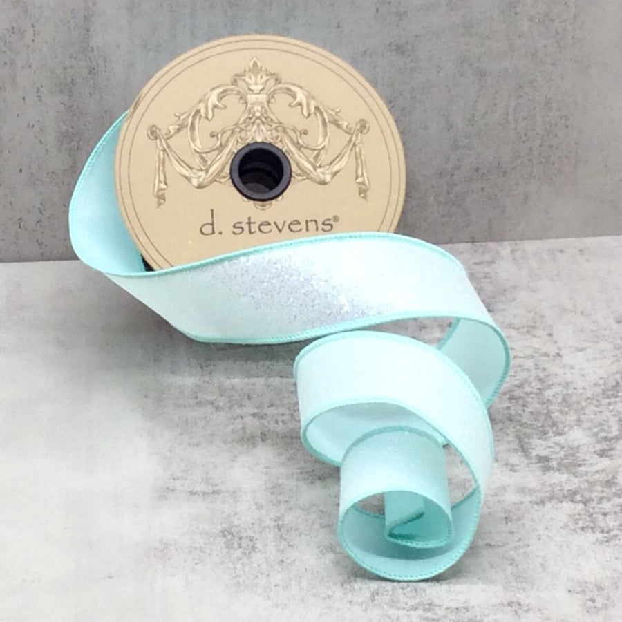 Iridescent Glitter Spearmint Ribbon 1.5 Inch x 10 Yards