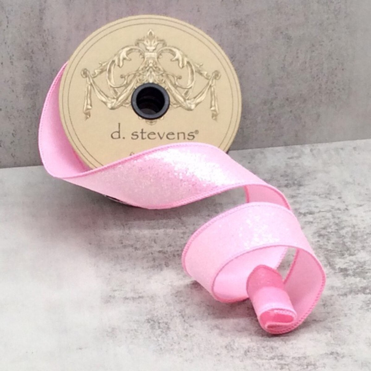 Iridescent Glitter Cotton Candy Pink Ribbon 1.5" x 10 Yds