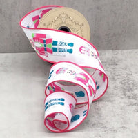 Glitter Nutcracker Ribbon in Satin Pink and Blue, 2.5