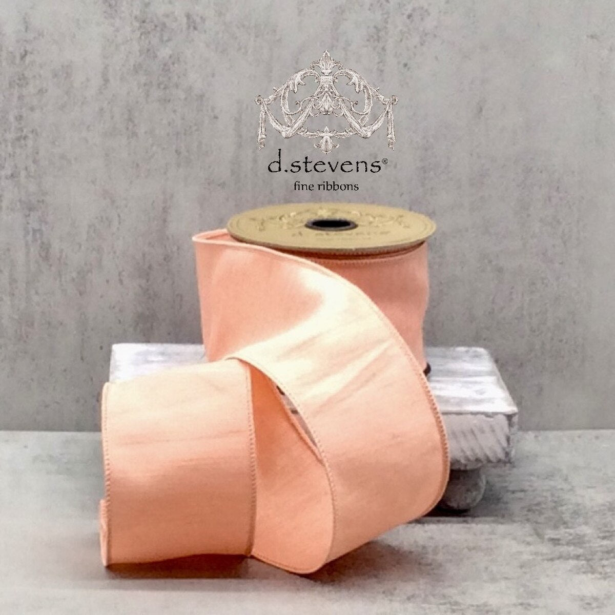 Peach Faux Dupion Ribbon 2.5 Inch x 10 Yards