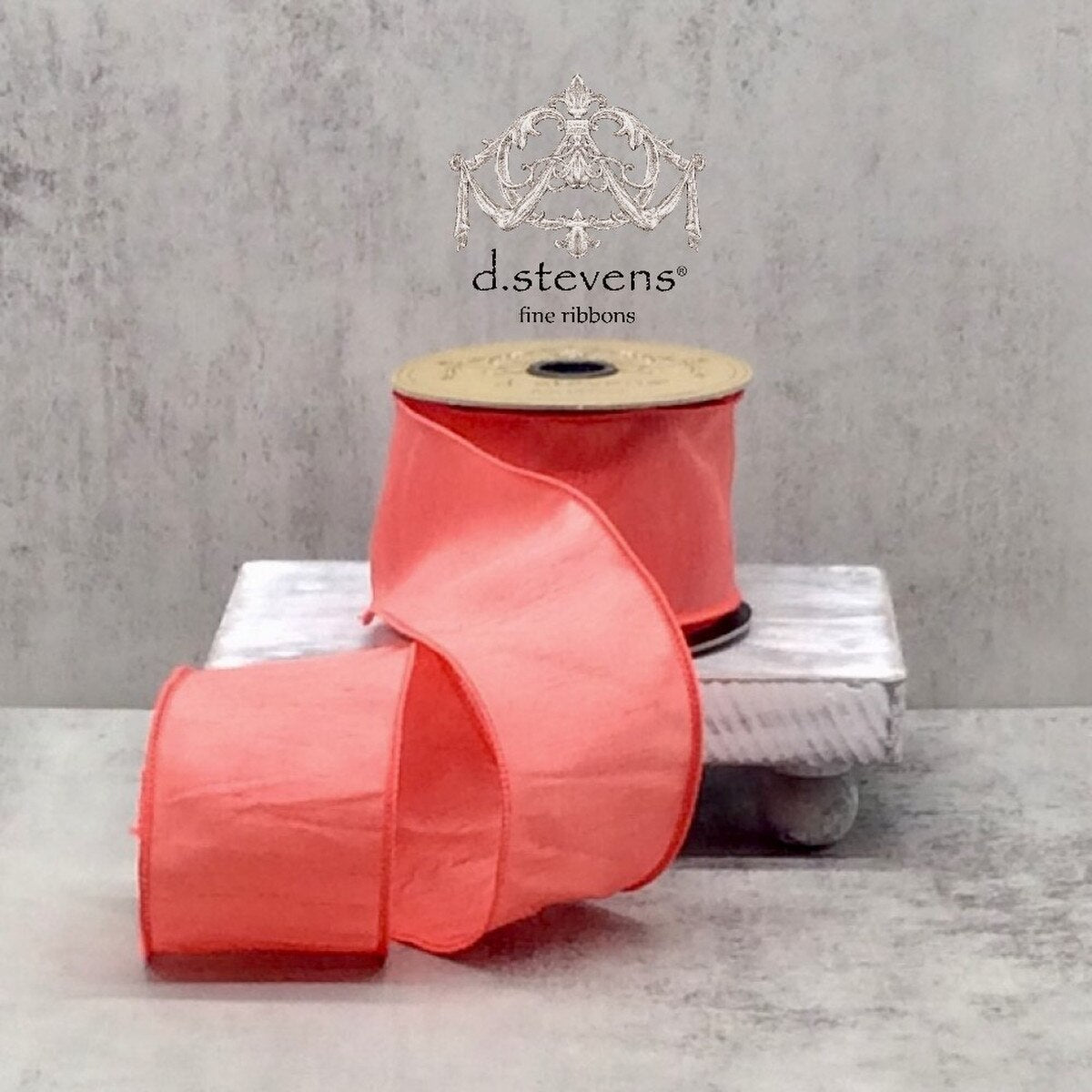 Coral Faux Dupion Ribbon 2.5 Inch x 10 Yards