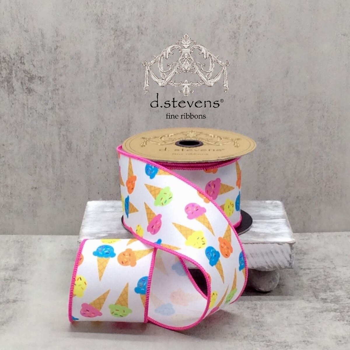 Ice Cream Cones Linen Ribbon 2.5" x 10 Yds