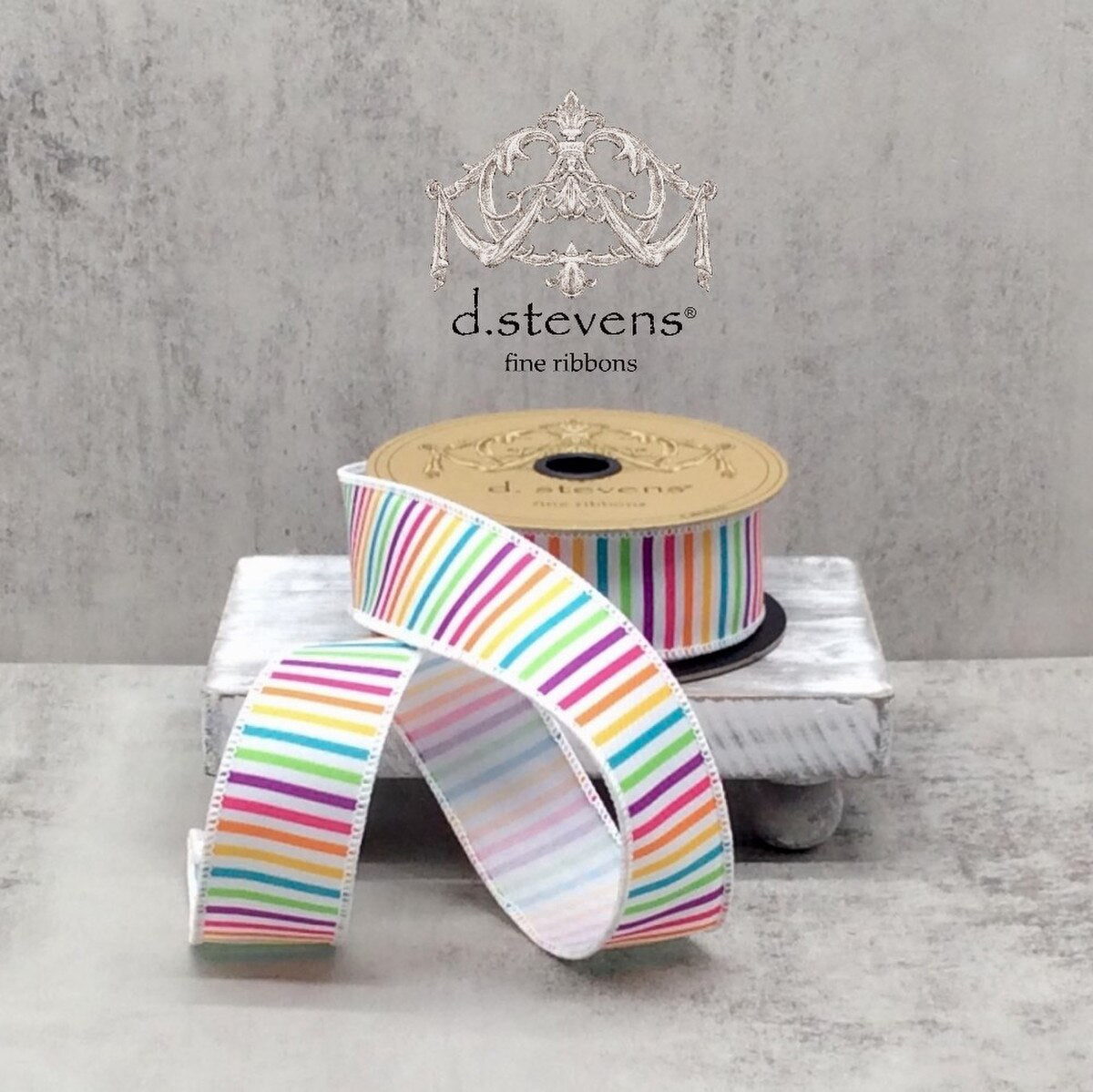 Colorful Striped Linen Ribbon Pink Orange Yellow 1.5" x 10 Yds