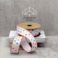 Polka Dots White Ribbon 1.5