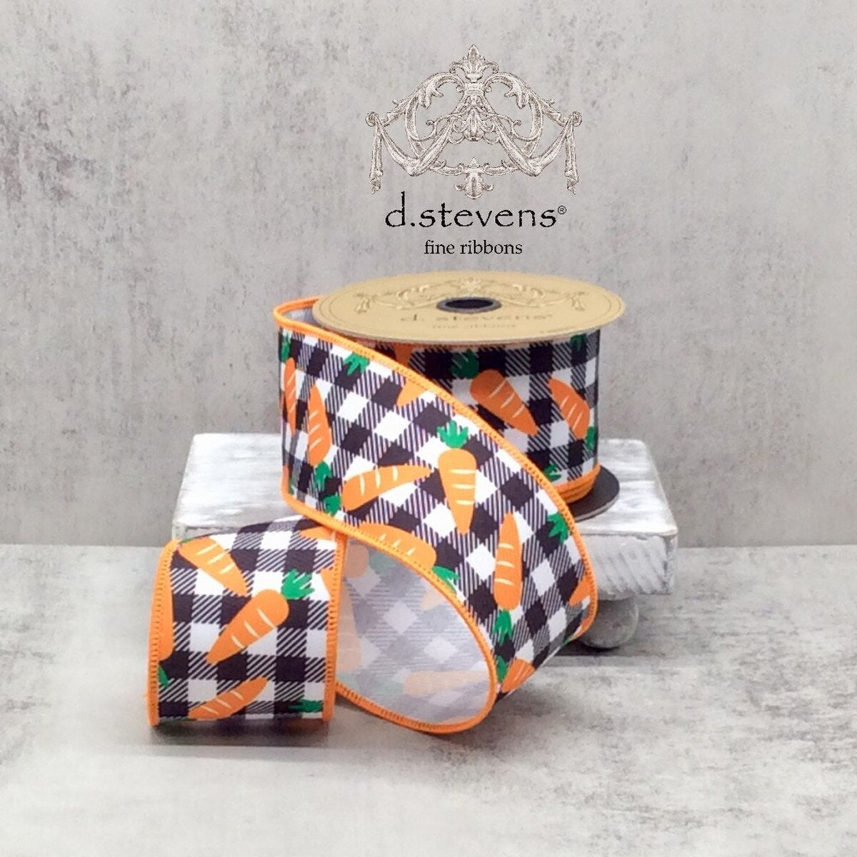 Linen Check Ribbon Orange Carrots 2.5" x 10 Yds