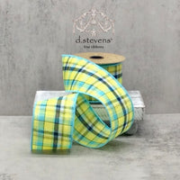 Plaid Aqua Yellow Ribbon 2.5