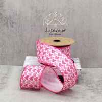 Pink Hearts Linen Ribbon 2.5 Inch x 10 Yards