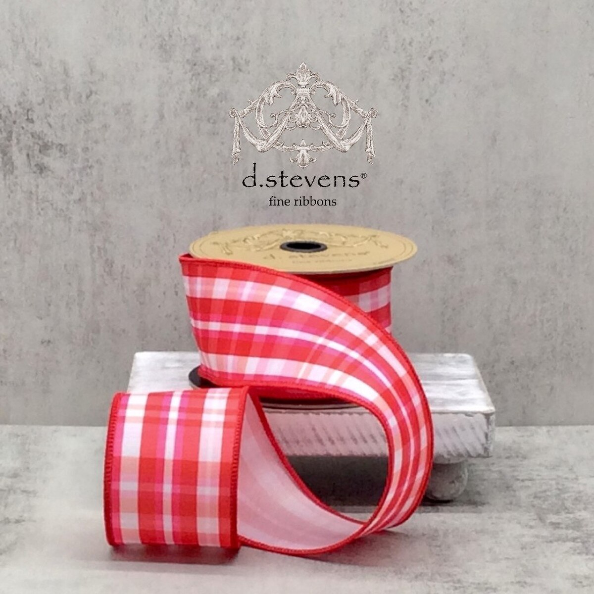 Linen Ribbon Red Pink White 2.5 Inch 10 Yards