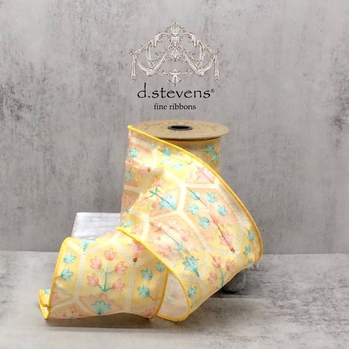 Boho Botanical Ribbon Yellow Teal Orange 4 Inch x 5 Yards