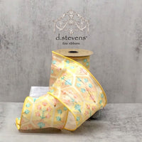 Boho Botanical Ribbon Yellow Teal Orange 4 Inch x 5 Yards