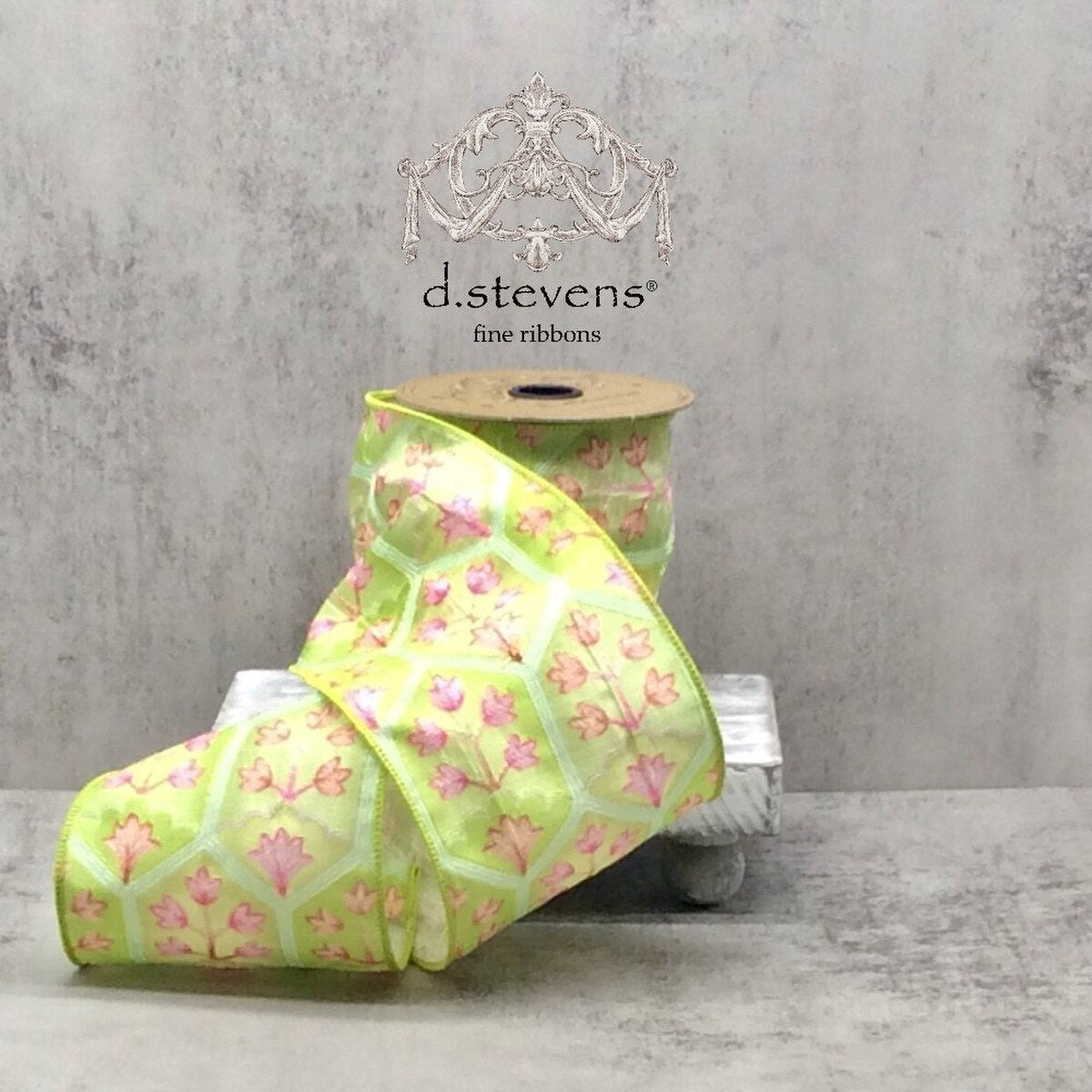 Boho Botanical Ribbon Lime Pink Mauve 4 Inch x 5 Yards