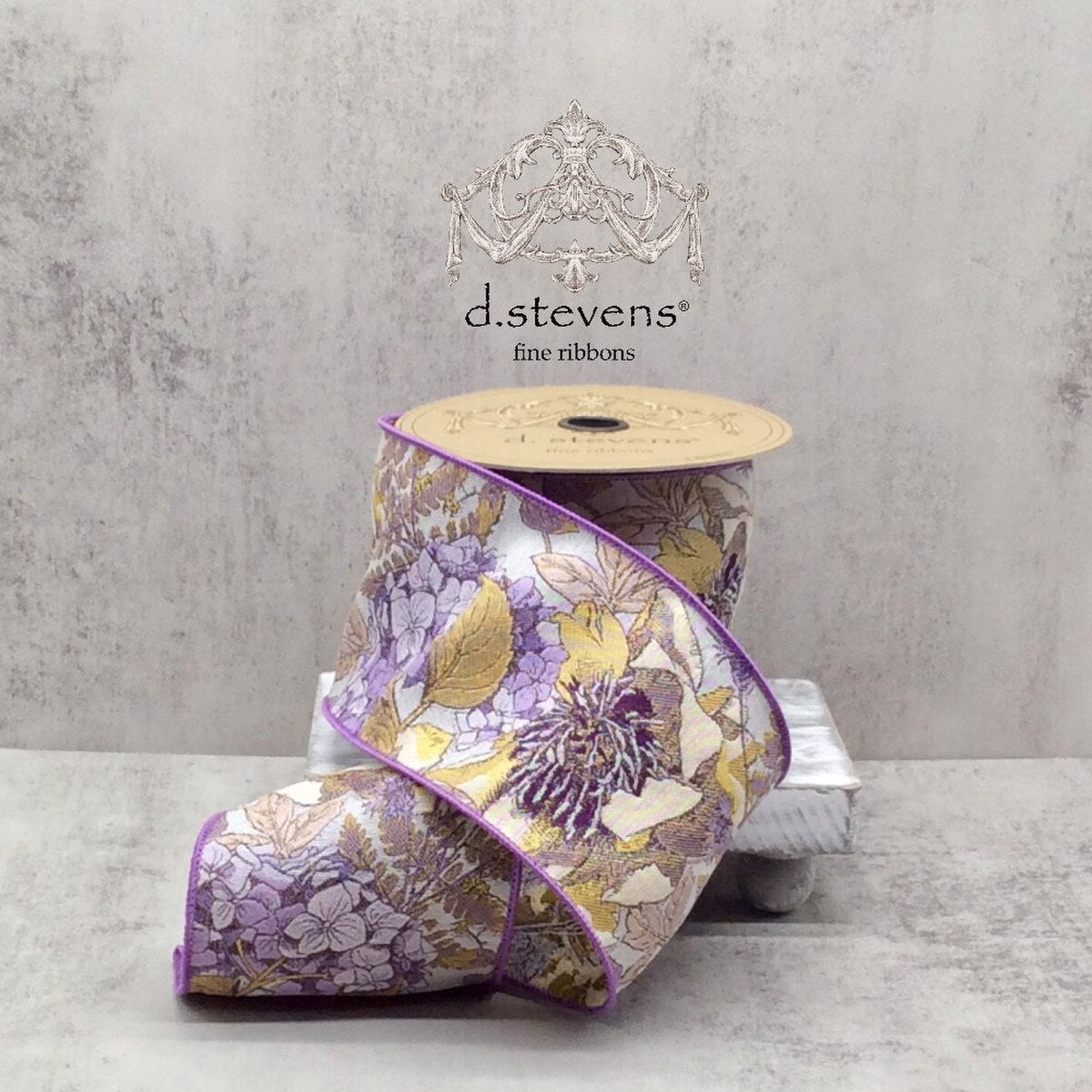 Hygrangea Roses Purple Yellow Ribbon 4" x 10 Yds