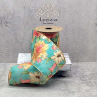 Dupion Ribbon In Desert Botanical Green Coral Teal 4