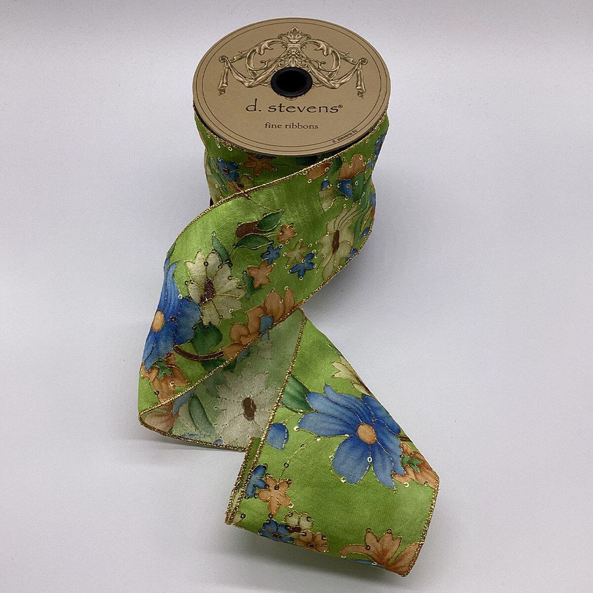 Lime Green Dupion Ribbon 10 Yds Desert Botanical 4 Inch