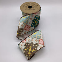 Sequin Patchwork Tile Ribbon Teal White Pink 4