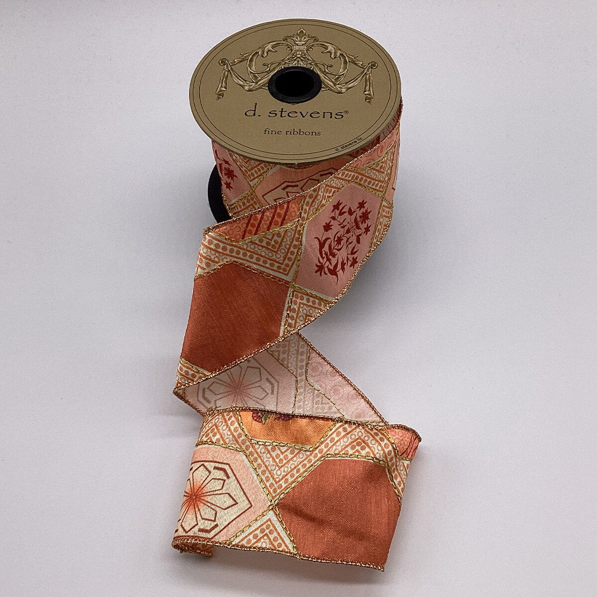 Coral Embroidery Tile Ribbon 2.5 Inch x 10 Yards