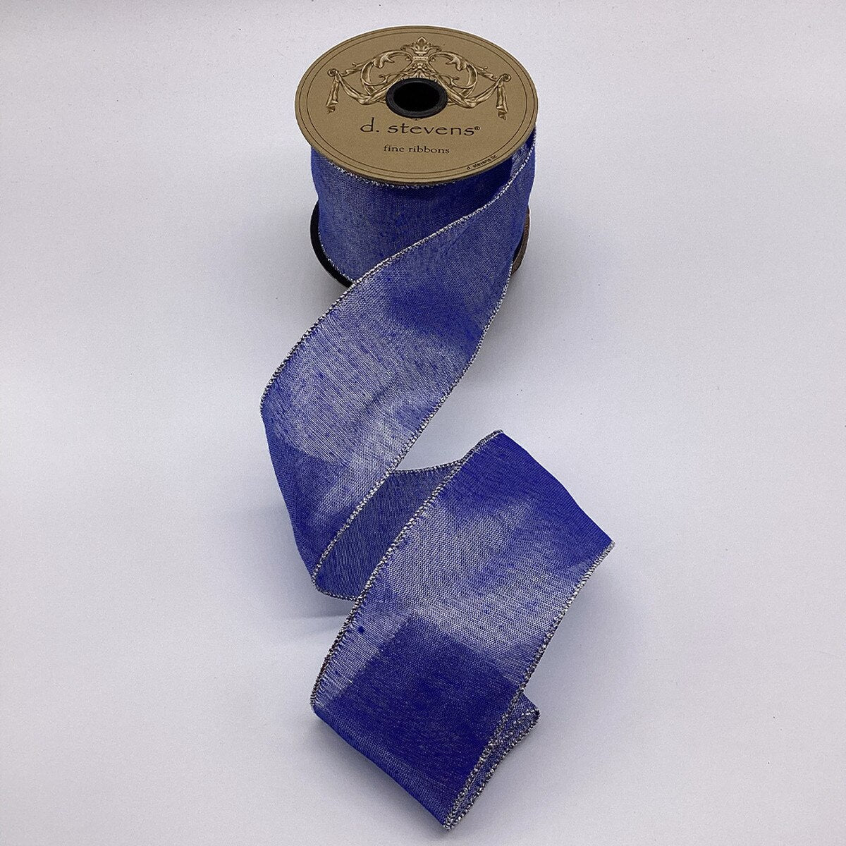 Metallic Mesh Ribbon Blue Silver 2.5" 10 Yds