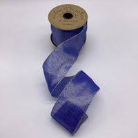 Metallic Mesh Ribbon Blue Silver 2.5