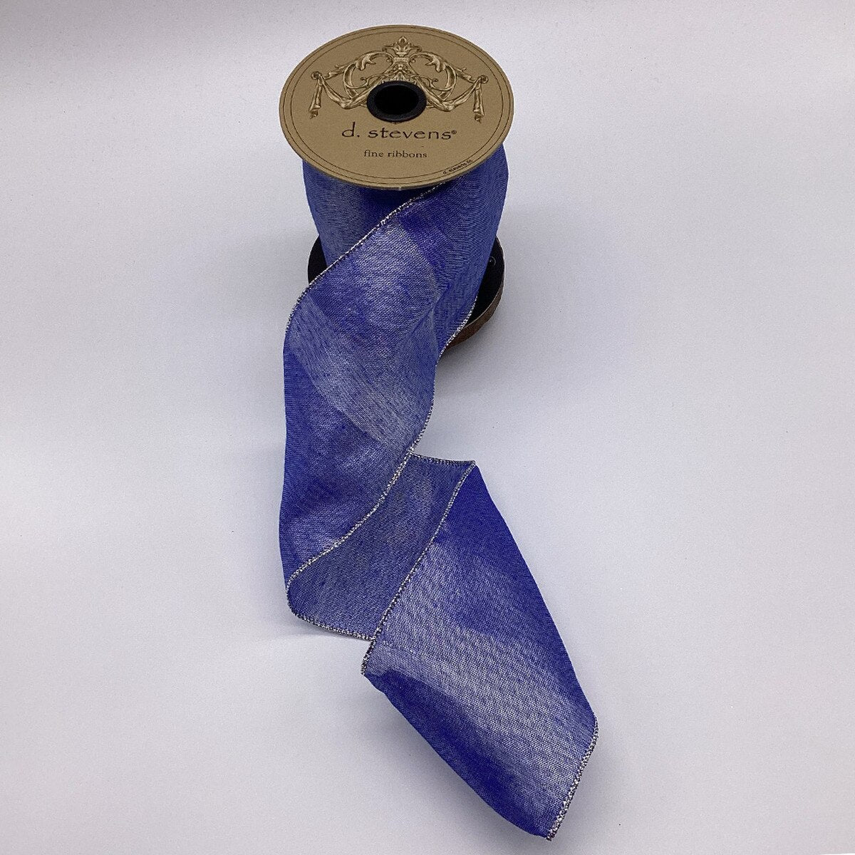 Metallic Blue Silver Mesh Ribbon 4 Inch x 10 Yards