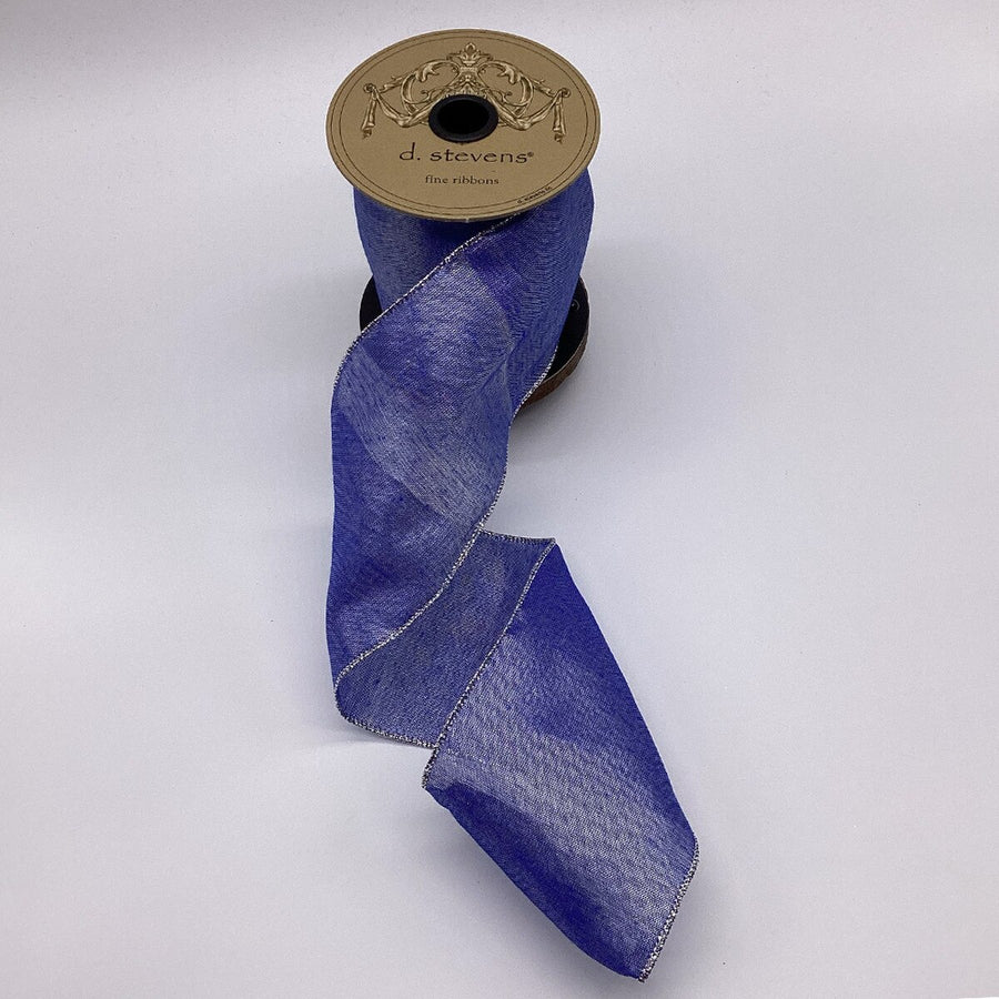 Metallic Blue Silver Mesh Ribbon 4 Inch x 10 Yards