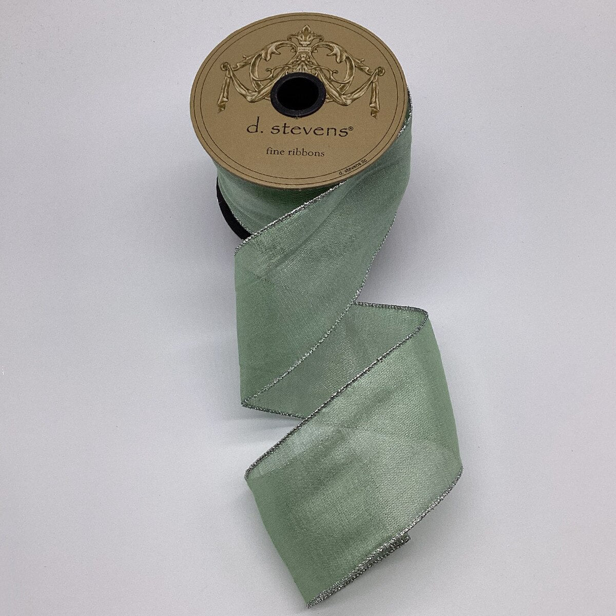 Metallic Mesh Ribbon Mint Silver 2.5 Inch 10 Yards