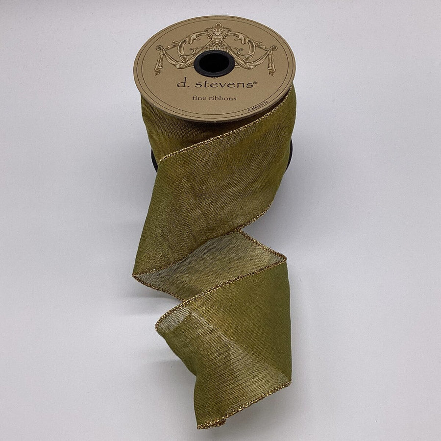 Metallic Mesh Ribbon Chartreuse Gold 10 Yds 2.5 Inch