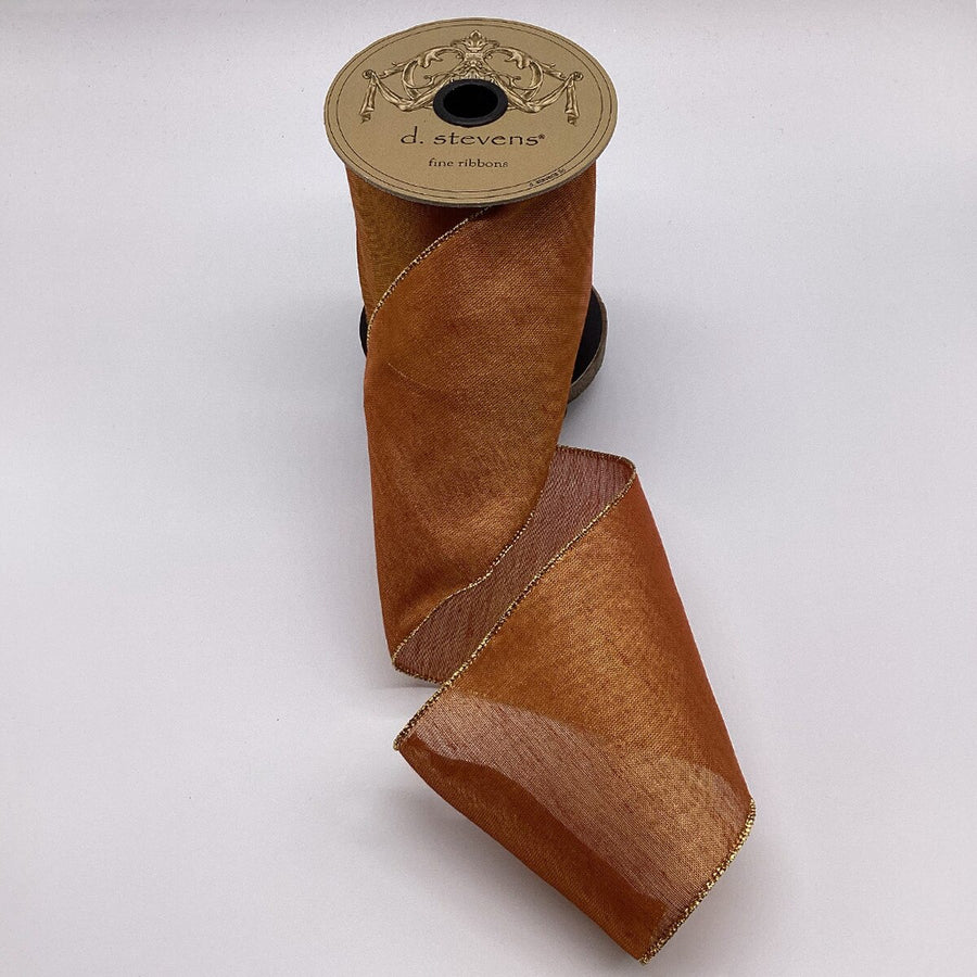 Metallic Mesh Ribbon Copper Gold 10 Yds 4 Inch