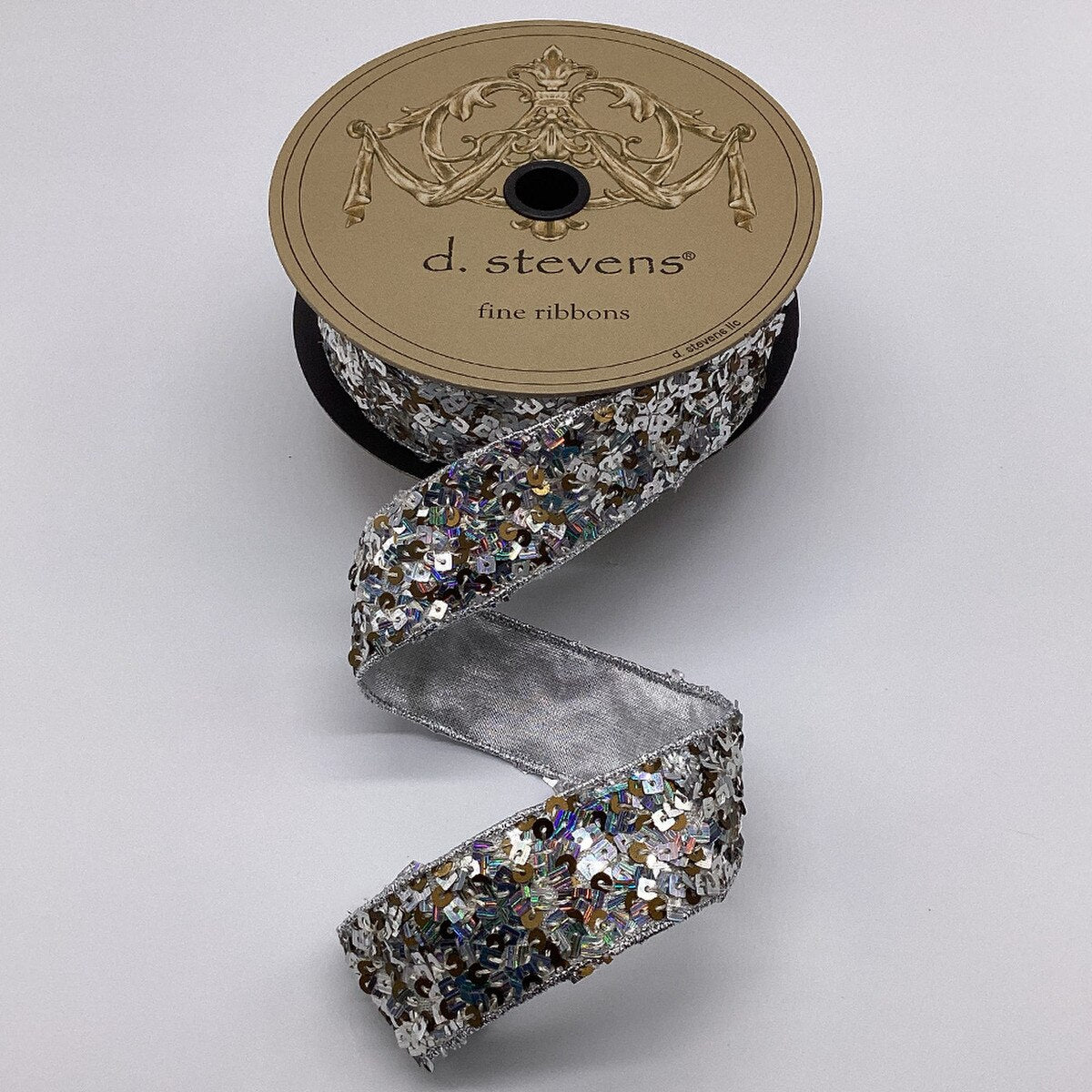 Gold Silver Sequin Ribbon 1.5 Inch x 10 Yards