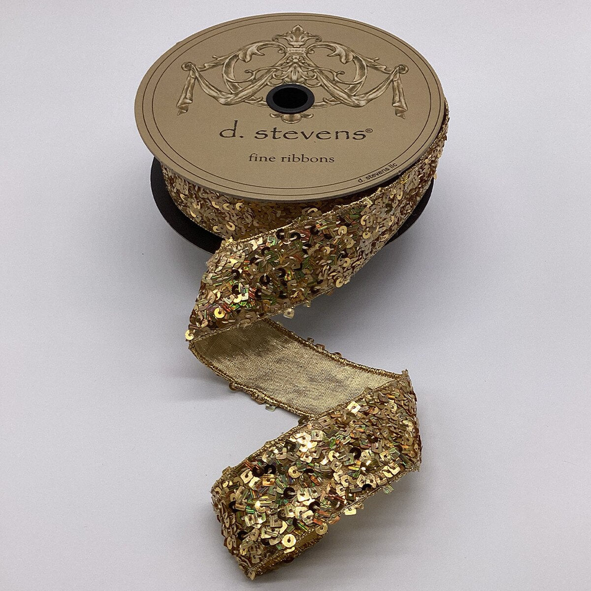 Gold Sequin Ribbon 1.5 Inch x 10 Yards