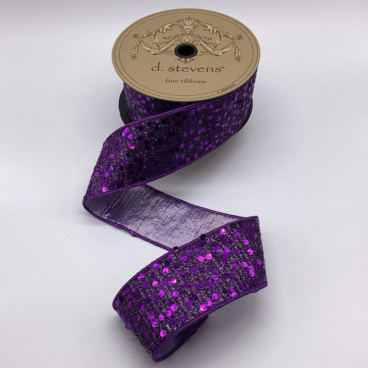 Purple Sequin Tinsel Ribbon 2.5 Inch x 10 Yards