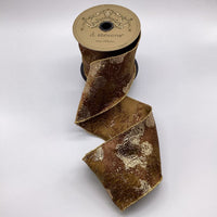 Copper Metallic Jaquard Splash Ribbon 4 Inch x 10 Yards
