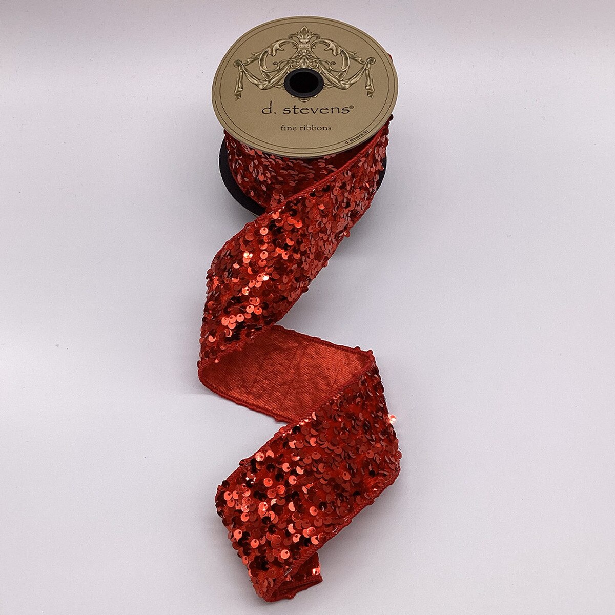 Red Velvet Sequin Ribbon 2.5 Inch x 5 Yards