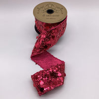 Hot Pink Sequins Ribbon 2.5 Inch x 5 Yards
