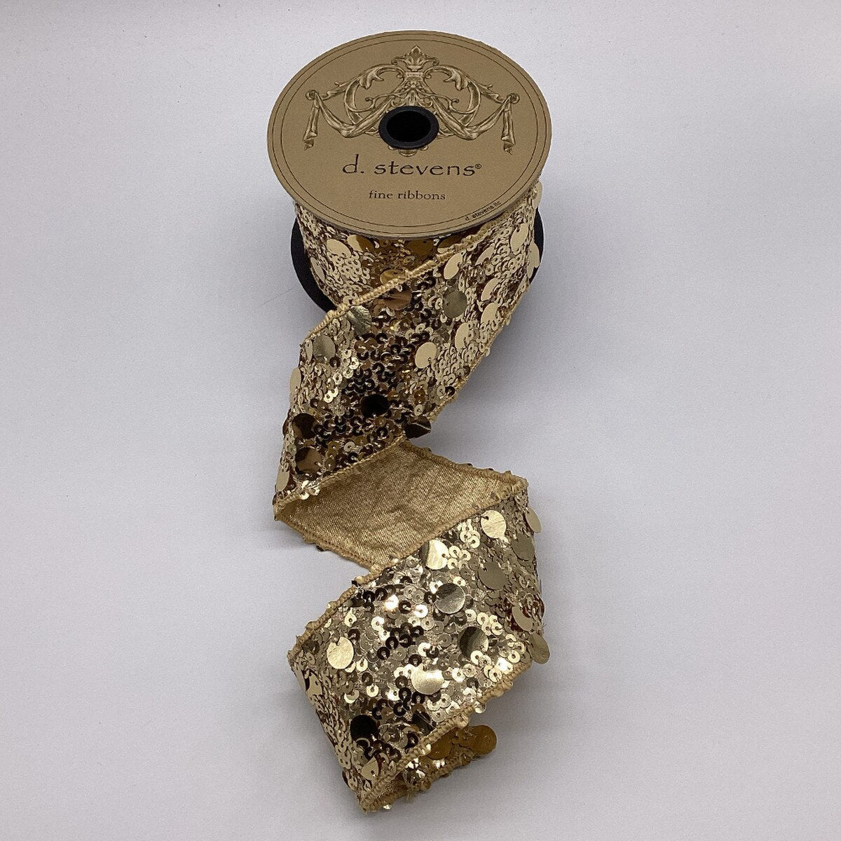 Gold Sequins Ribbon 2.5 Inch x 5 Yards