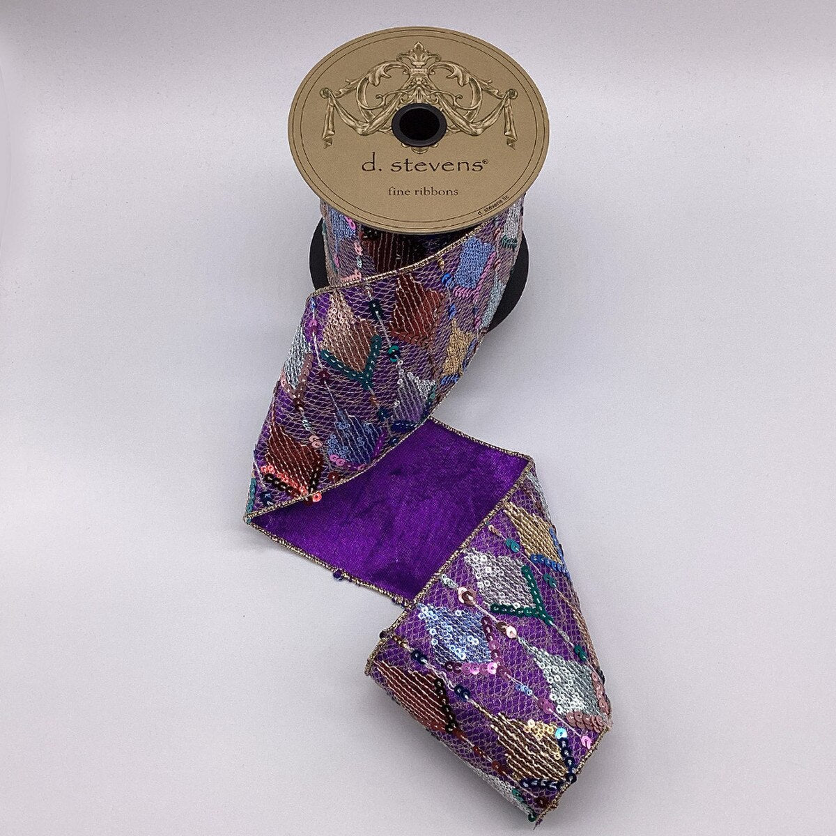 Purple Sequin Ribbon 4 Inch by 5 Yards