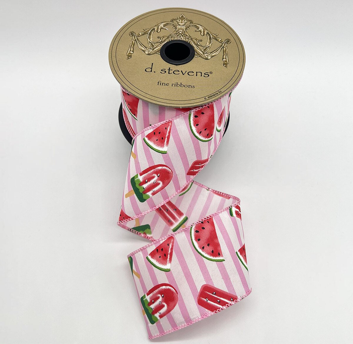 Watermelon Popsicles Pink Stripe Poplin Ribbon 2.5" x 10 Yds