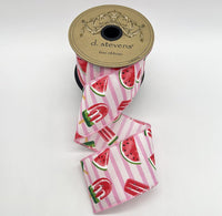 Watermelon Popsicles Pink Stripe Poplin Ribbon 2.5