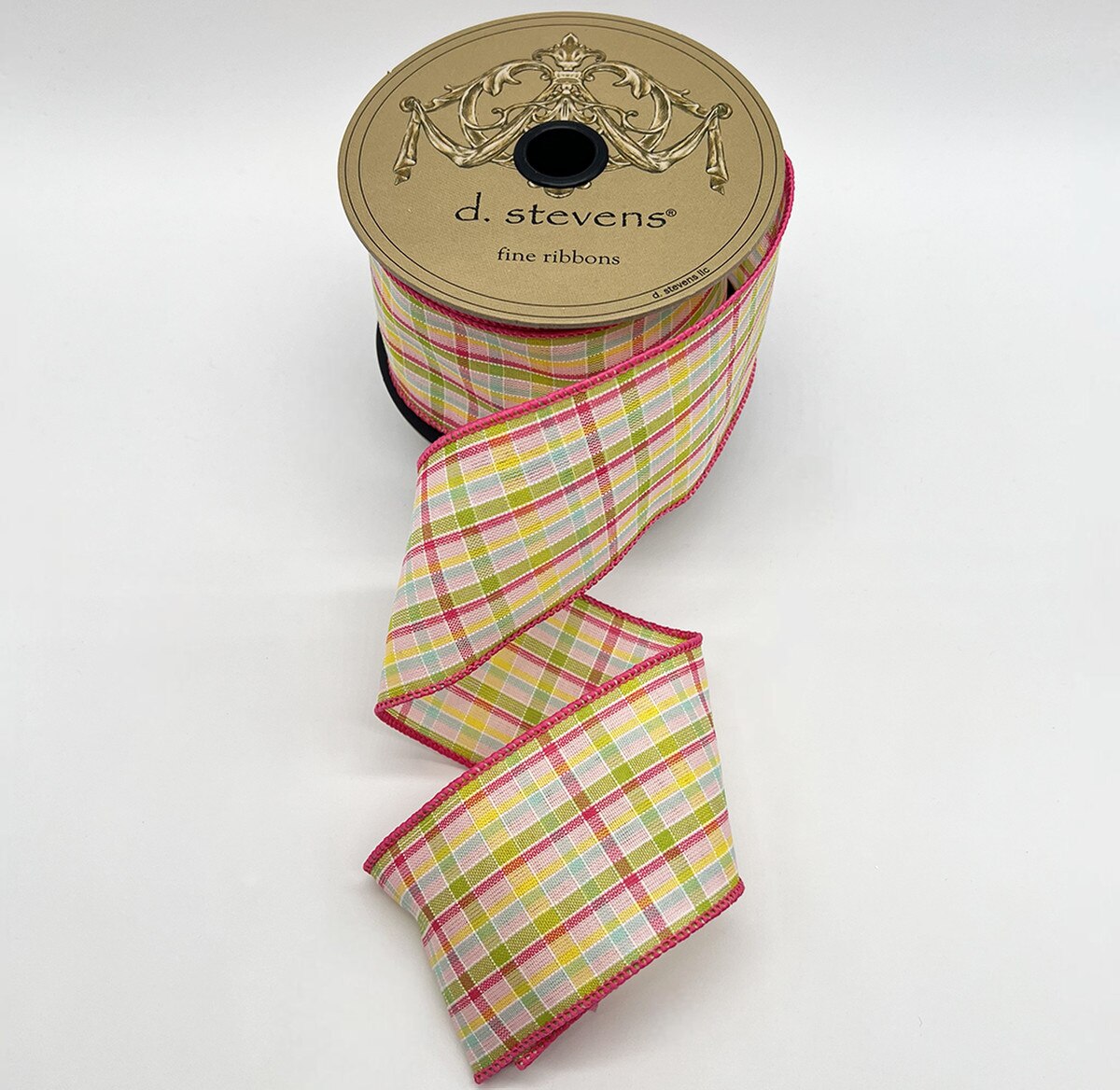 Springtime Plaid Ribbon Pink Lime Yellow 2.5" x 10 Yds