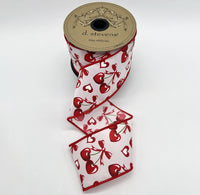 Cherries Glitter Bow White Red Ribbon Poplin 2.5
