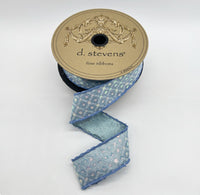 Light Blue Metallic Dupion Sequin Ribbon 1.5