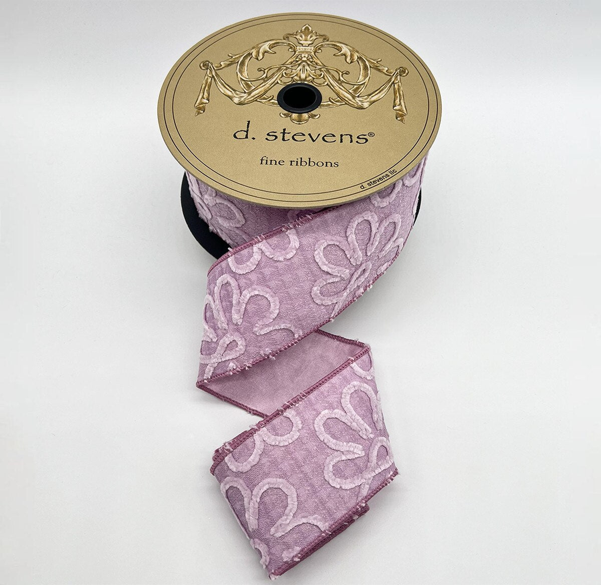 Lavender Jacquard Chenille Flowers Ribbon 2.5" x 10 Yds