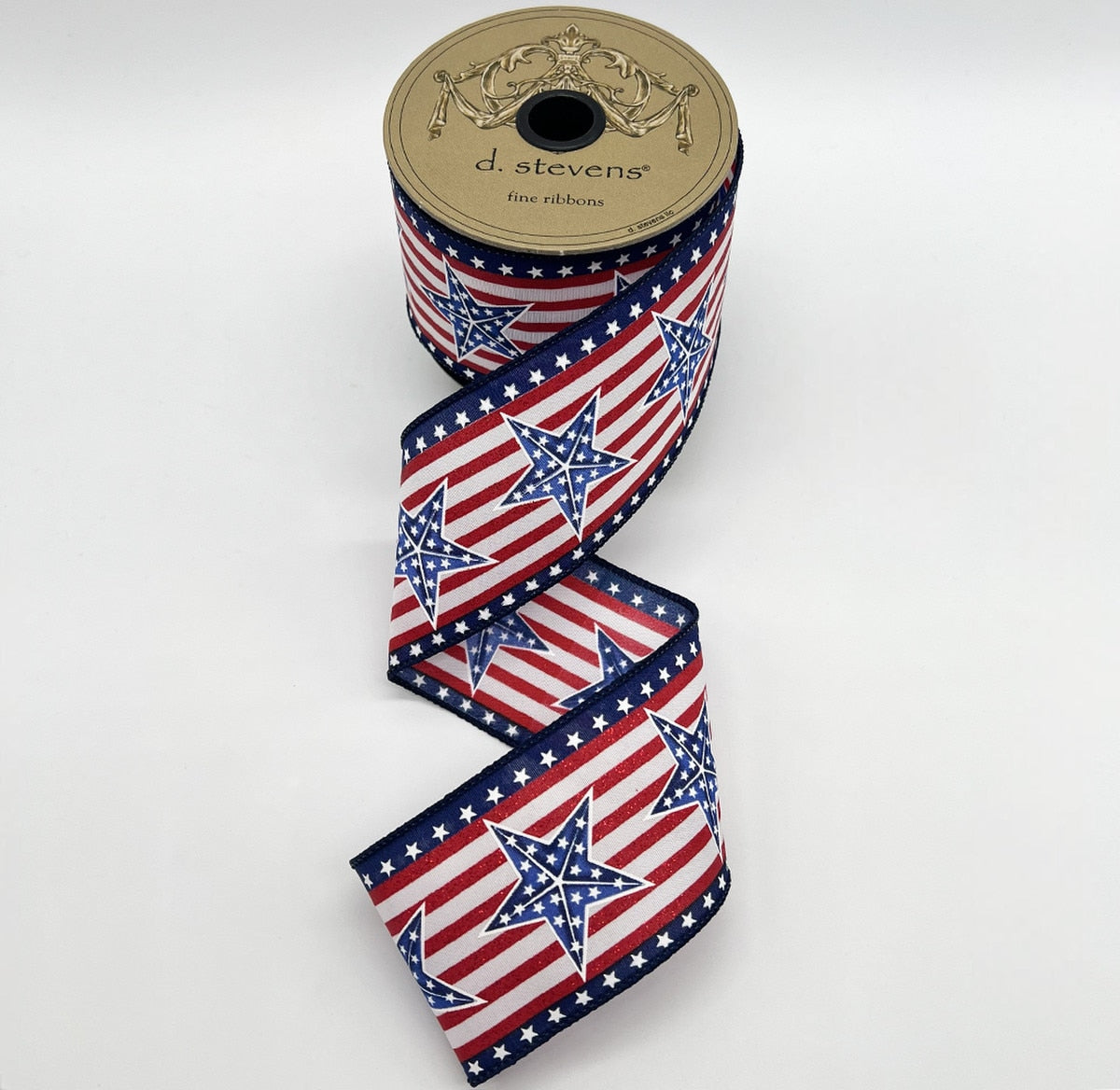 Glitter Red Stripes Stars Poplin Ribbon 2.5" x 10 Yds