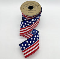 American Flag Poplin Ribbon Red White Blue 2.5