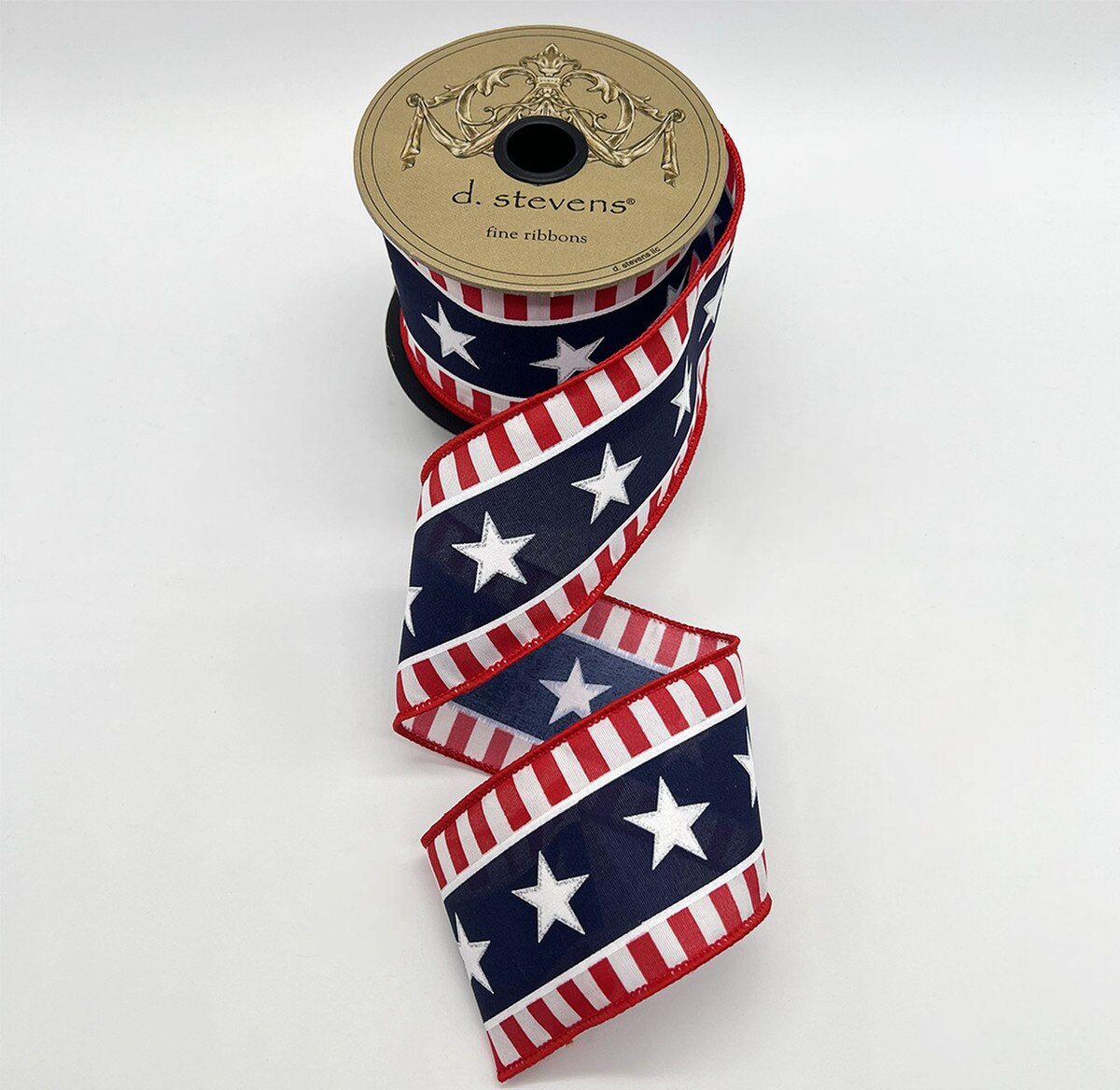 Red White Blue Poplin Ribbon with Large Stars 2.5" x 10 Yds