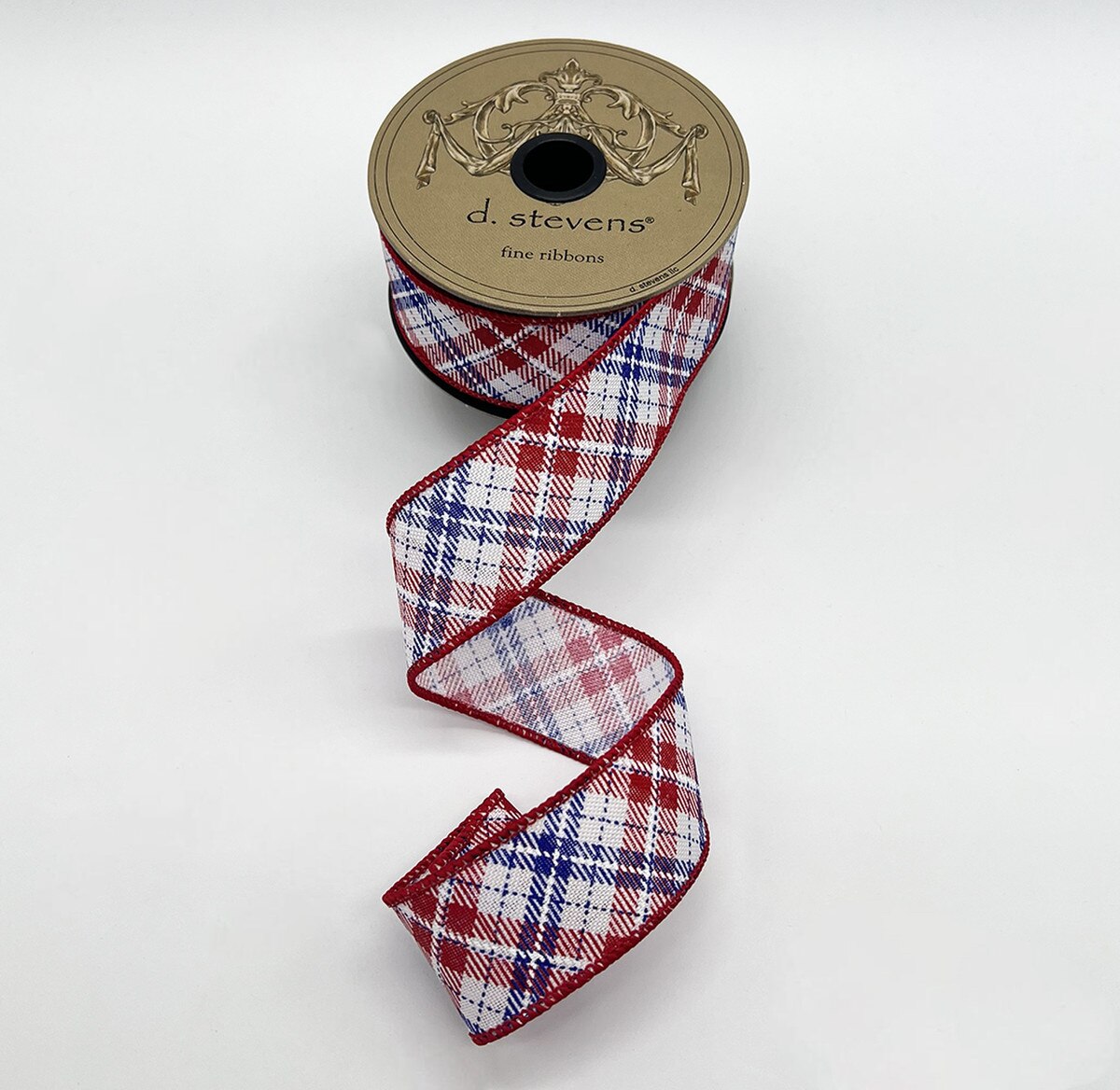 American Plaid Red White Blue Ribbon Poplin 1.5" x 10 Yds