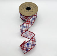 American Plaid Red White Blue Ribbon Poplin 1.5
